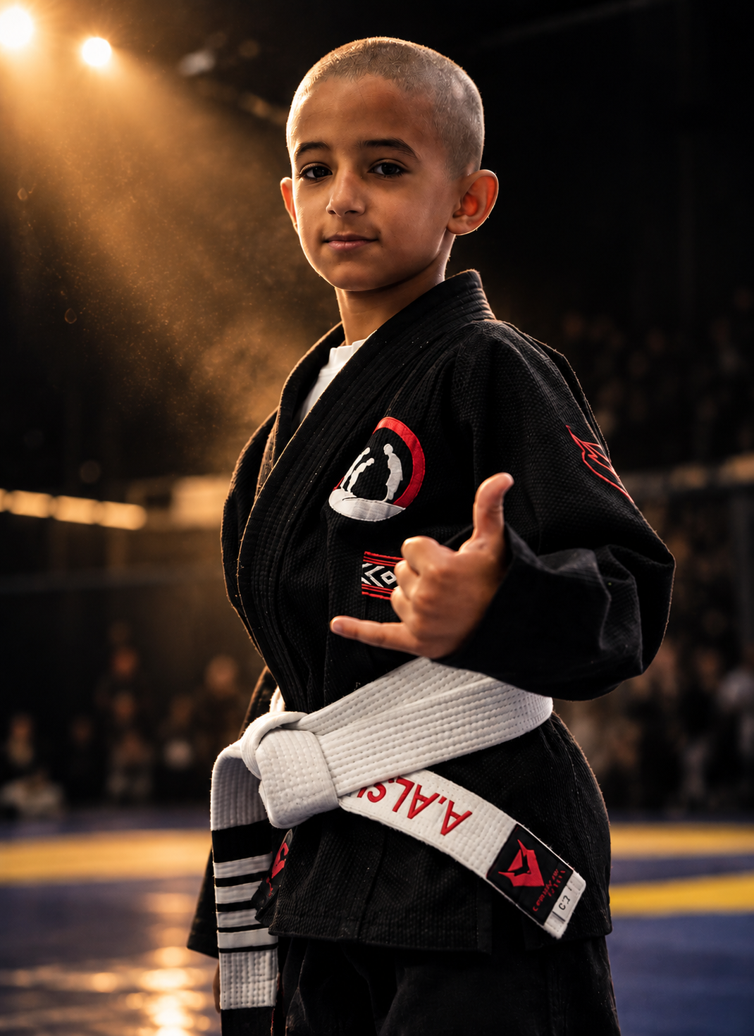 Ahmad Alshamsi in a black gi and white belt on the mats